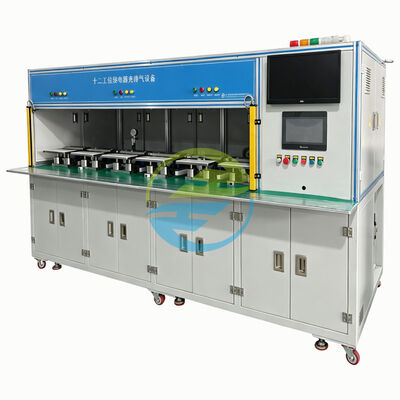 12-station relay charging evacuation tester, EV relay helium leak test equipment, automotive relay air tightness detector, multi-station vacuum leak bench, helium recovery sealing test machine